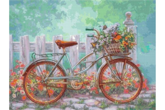 Bicycle of Flowers: A Charming Cross Stitch Design