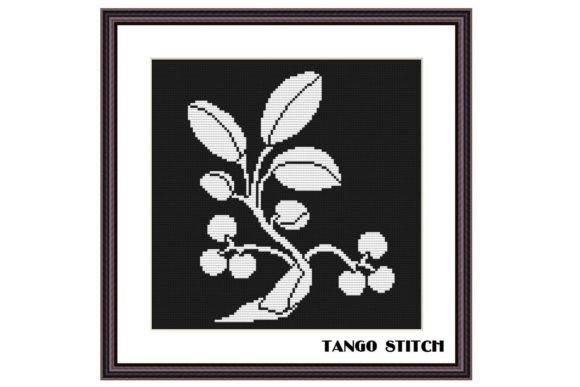 Charming Black and White Cherry Cross Stitch