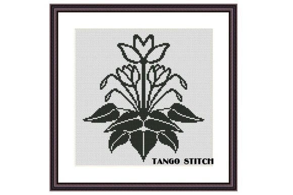 Charming Easy Black and White Cross Stitch Flower