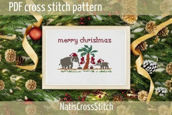 Charming Elephants Christmas Cross Stitch
