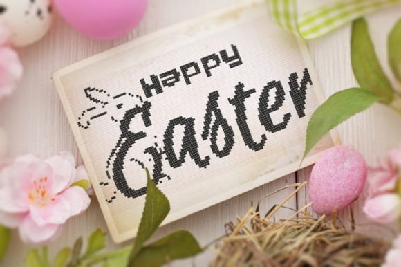 Charming Happy Easter Cross Stitch Pattern