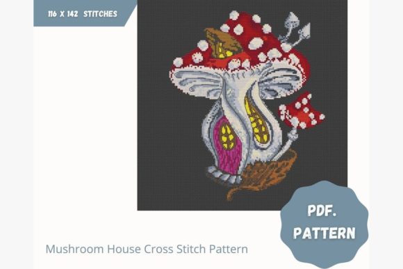 Charming Mushroom House Cross Stitch for Holidays