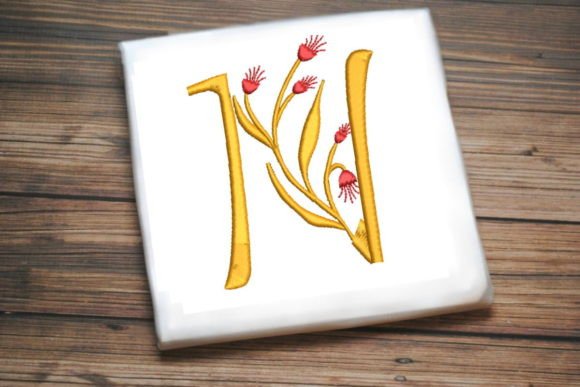 Floral Monogram Letter N: A Charming Embroidery Design