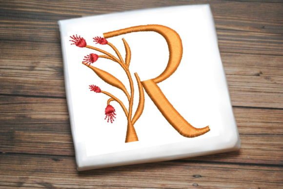Floral Monogram Letter R: A Festive Embroidery Gem