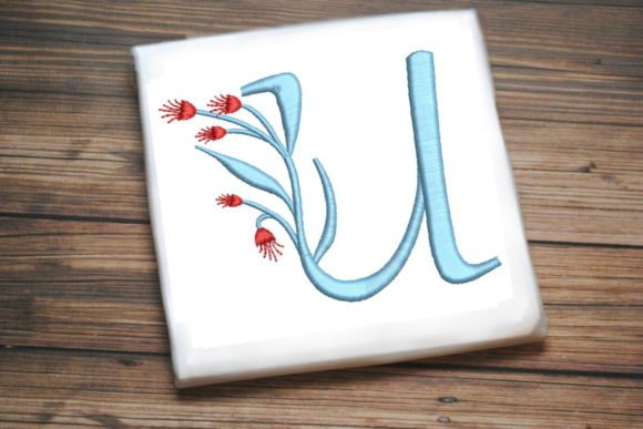 Floral Monogram Letter U: A Charming Embroidery Design