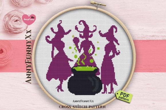 Halloween Cross Stitch Pattern for Witchy Apparel