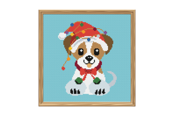 Jack Russell Dog in Santa Hat: A Festive Stitch