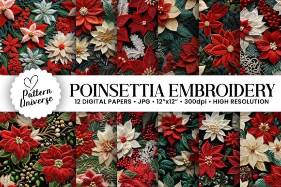 Poinsettia Embroidery for Boutique Apparel