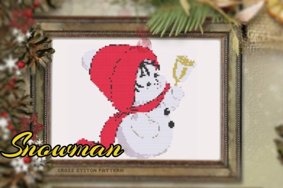 Snowman. Cross Stitch Pattern for Holiday Cheer